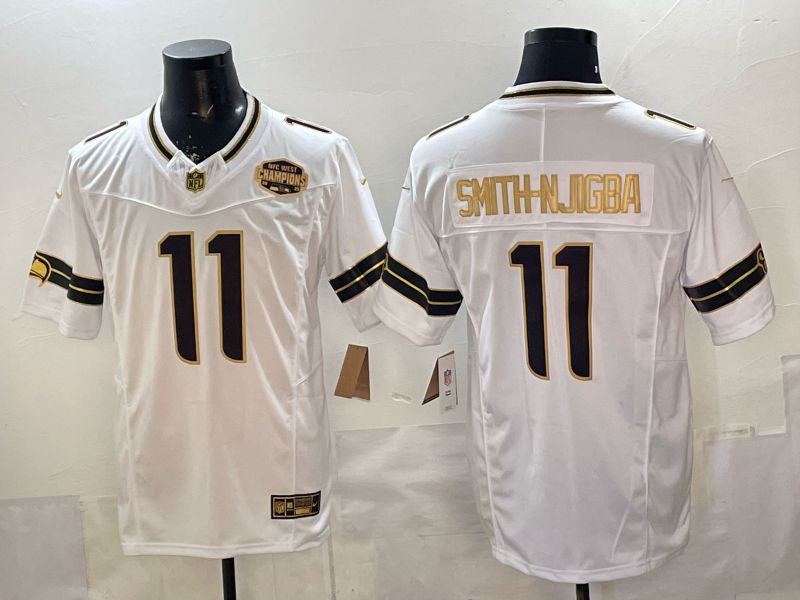 Men 2026 Seattle Seahawks #11 Smith-Hjigba White gold 3th generations Nike Limited NFL Jersey style 004